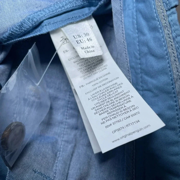Men’s Original Penguin Twill Chino P55 Shorts Captains Blue Size 30 NEW Slim Fit - Picture 6 of 7